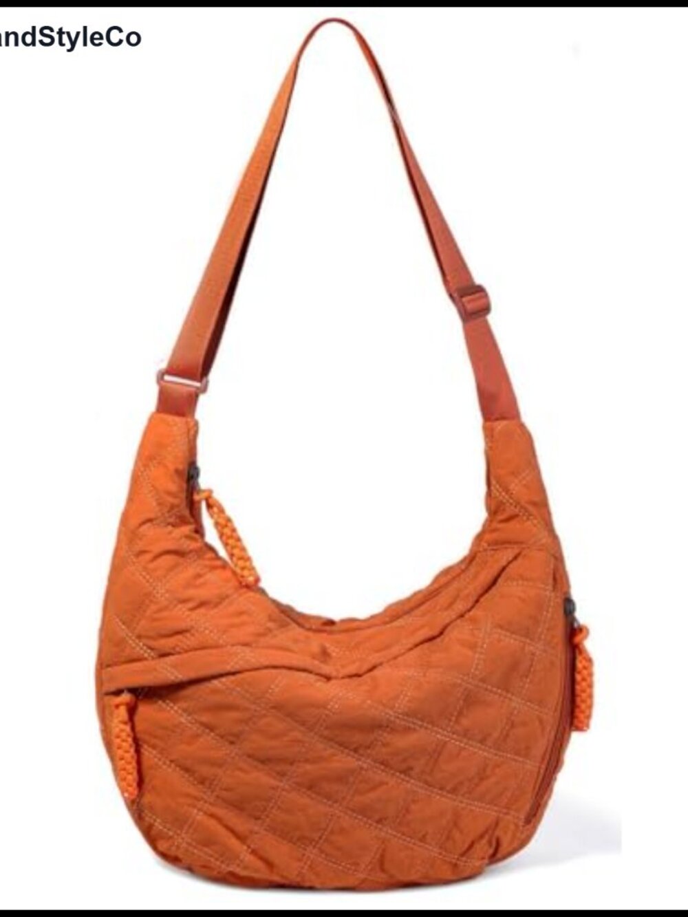 Lightweight Quilted Nylon Crescent Puffer Tote Crossbody Bag for Women